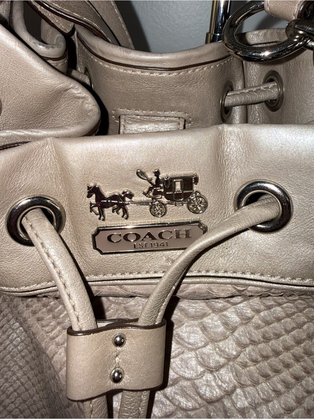 Coach Madison Python Drawstring Bag - Picture 2 of 11